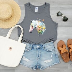 Floral Horse Tank Top • Boho Western Horse Lover Shirt • Country Cowgirl